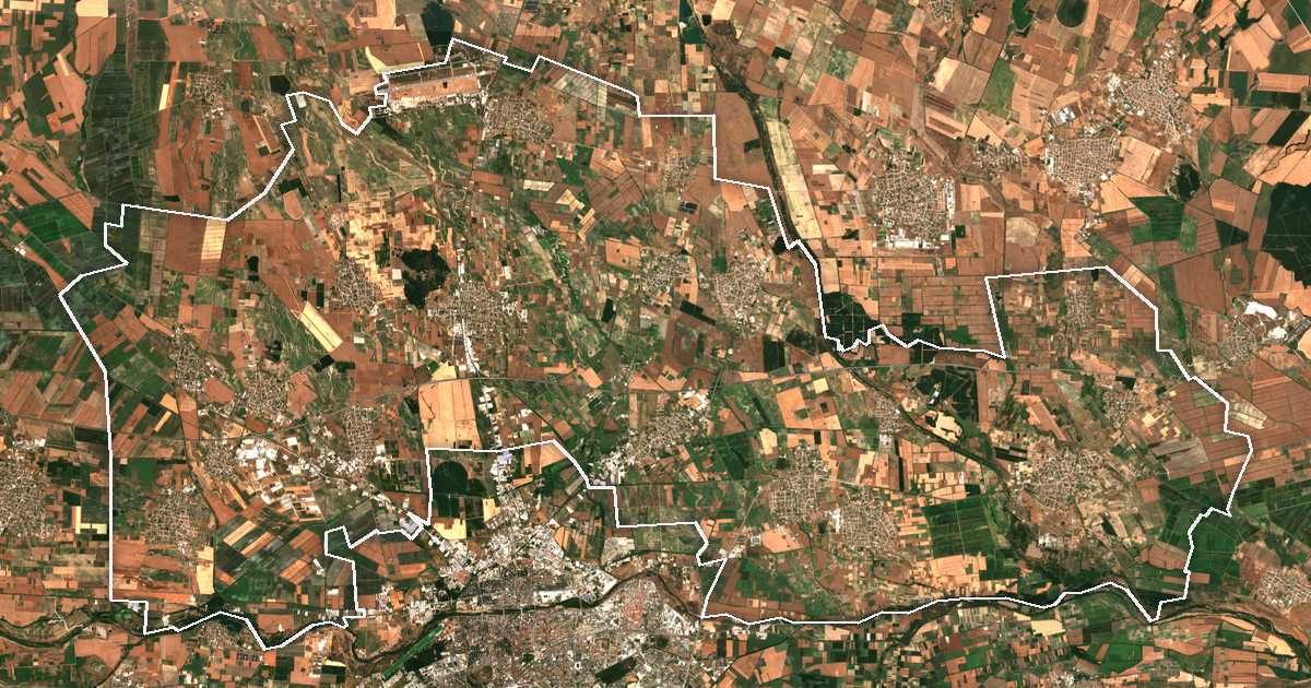 Satelitska snimka s ucrtanom granicom: Marica