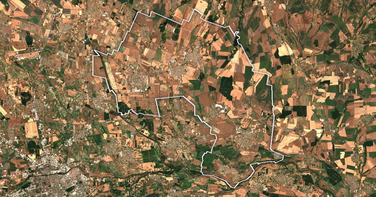 Satelitska snimka s ucrtanom granicom: Rakovski