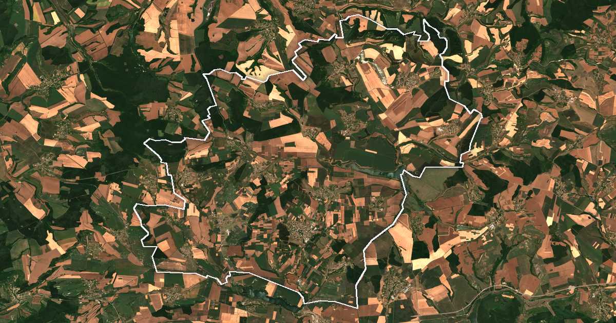 Satelitska snimka s ucrtanom granicom: Loznica