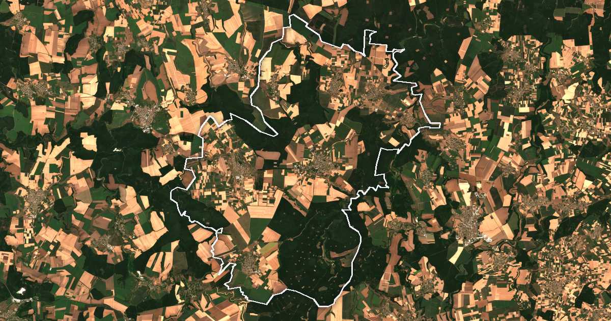 Satelitska snimka s ucrtanom granicom: Zavet