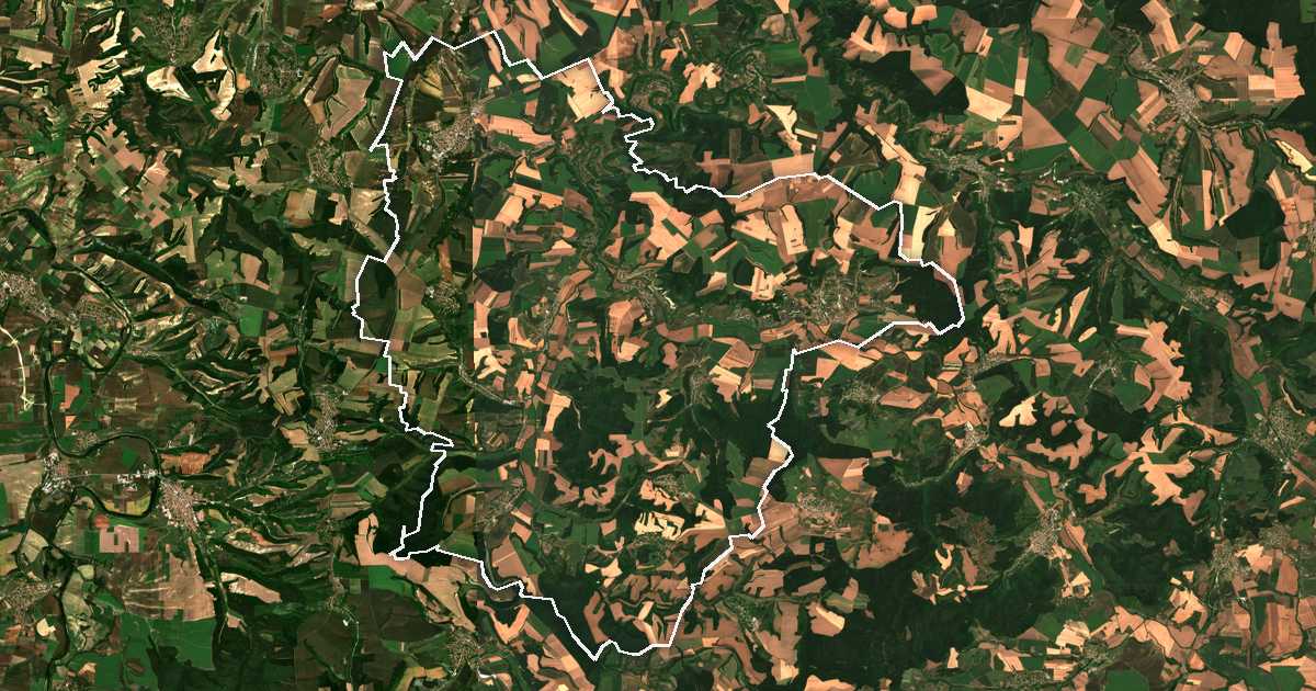 Satelitska snimka s ucrtanom granicom: Dve Mogili