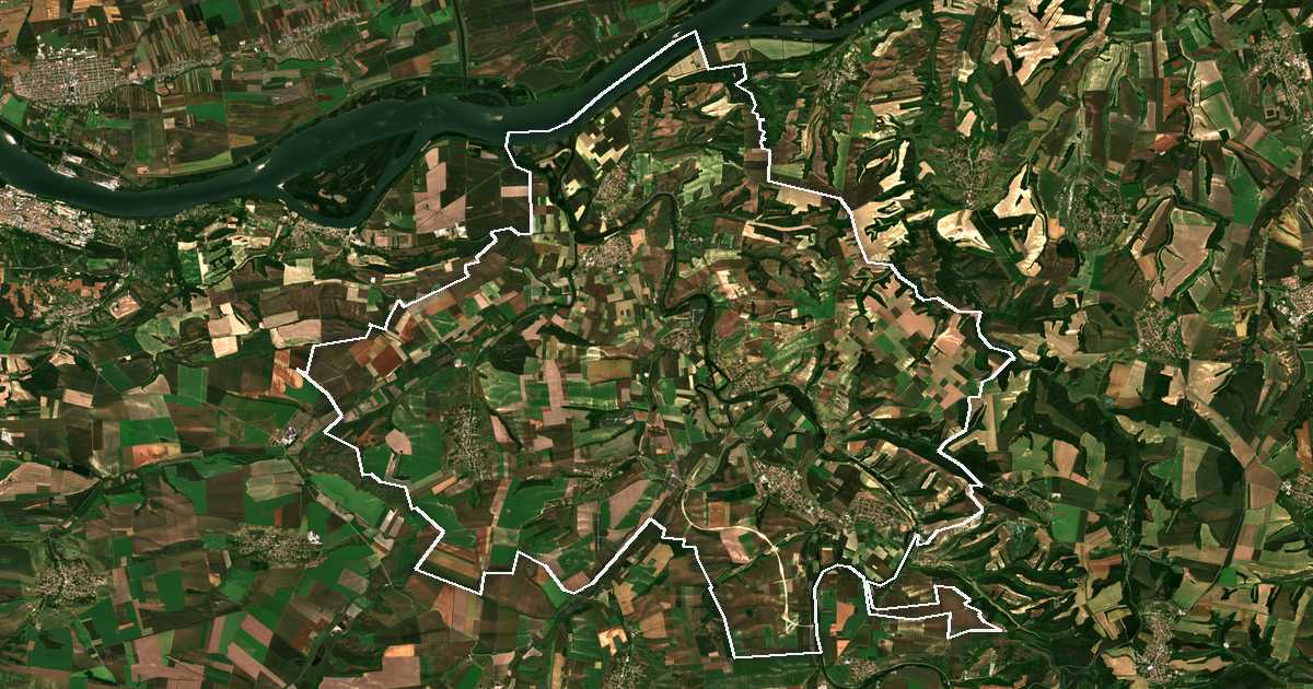 Satelitska snimka s ucrtanom granicom: Cenovo