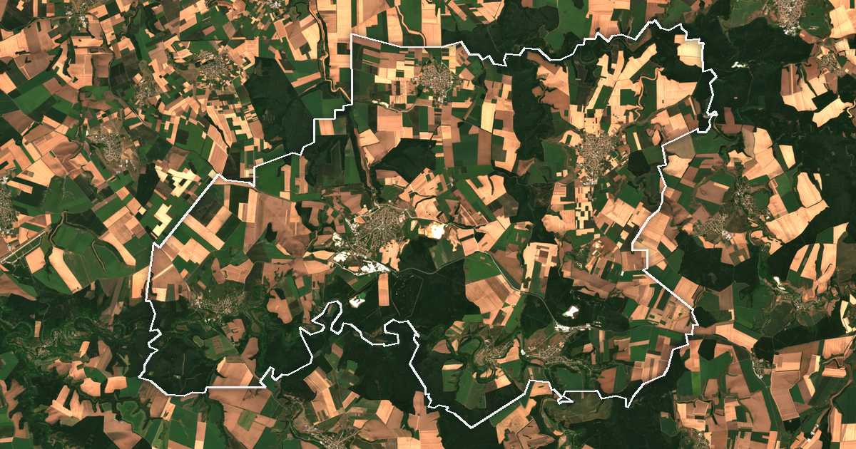 Satelitska snimka s ucrtanom granicom: Vetovo