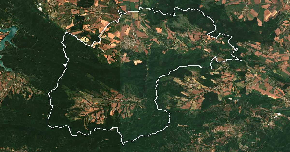 Satelitska snimka s ucrtanom granicom: Smjadovo