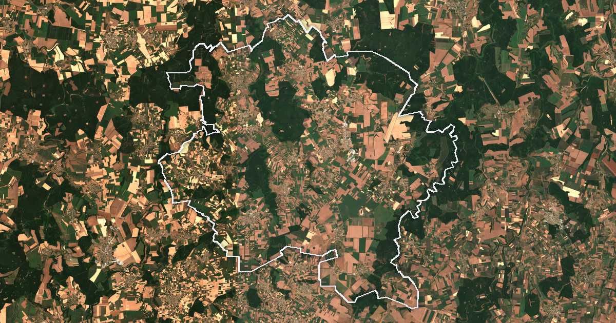 Satelitska snimka s ucrtanom granicom: Dulovo