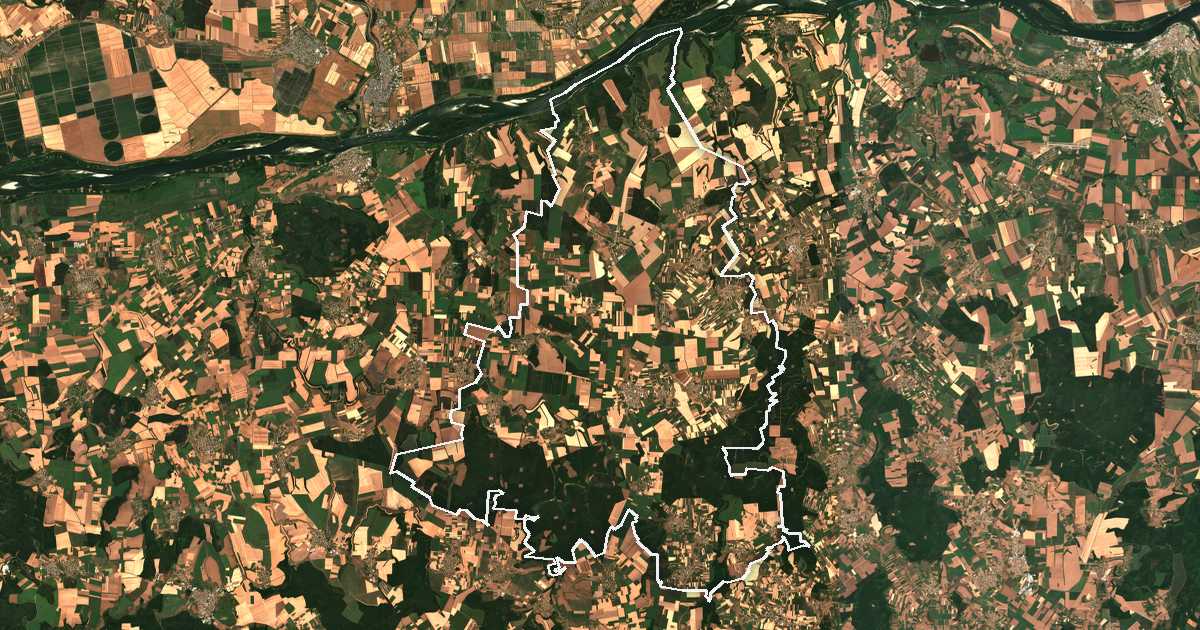 Satelitska snimka s ucrtanom granicom: Glavinica