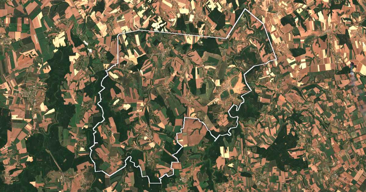 Satelitska snimka s ucrtanom granicom: Kajnardža