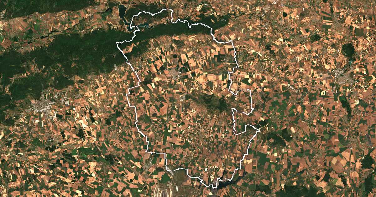 Satelitska snimka s ucrtanom granicom: Nova Zagora