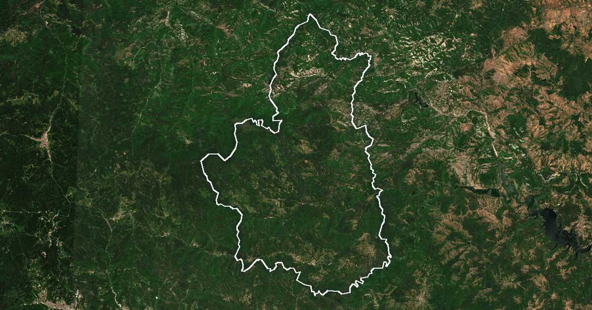 Satelitska snimka s ucrtanom granicom: Banite