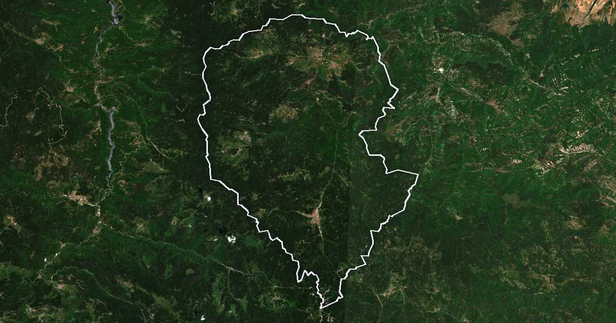 Satelitska snimka s ucrtanom granicom: Čepelare