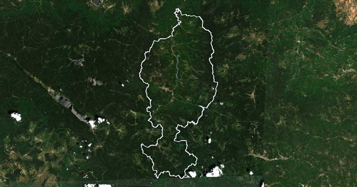 Satelitska snimka s ucrtanom granicom: Devin