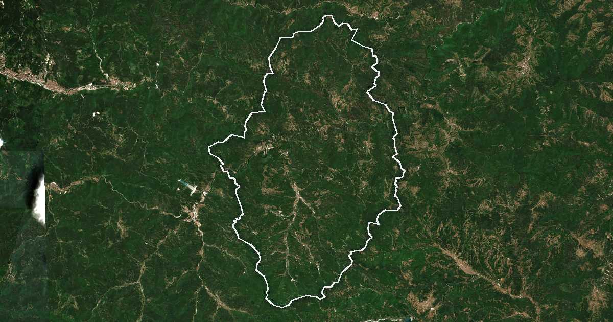 Satelitska snimka s ucrtanom granicom: Madan