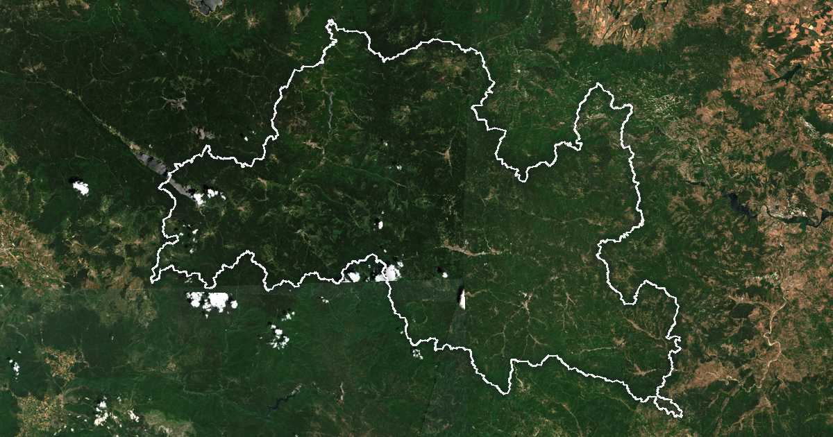 Satelitska snimka s ucrtanom granicom: Oblast Smoljan