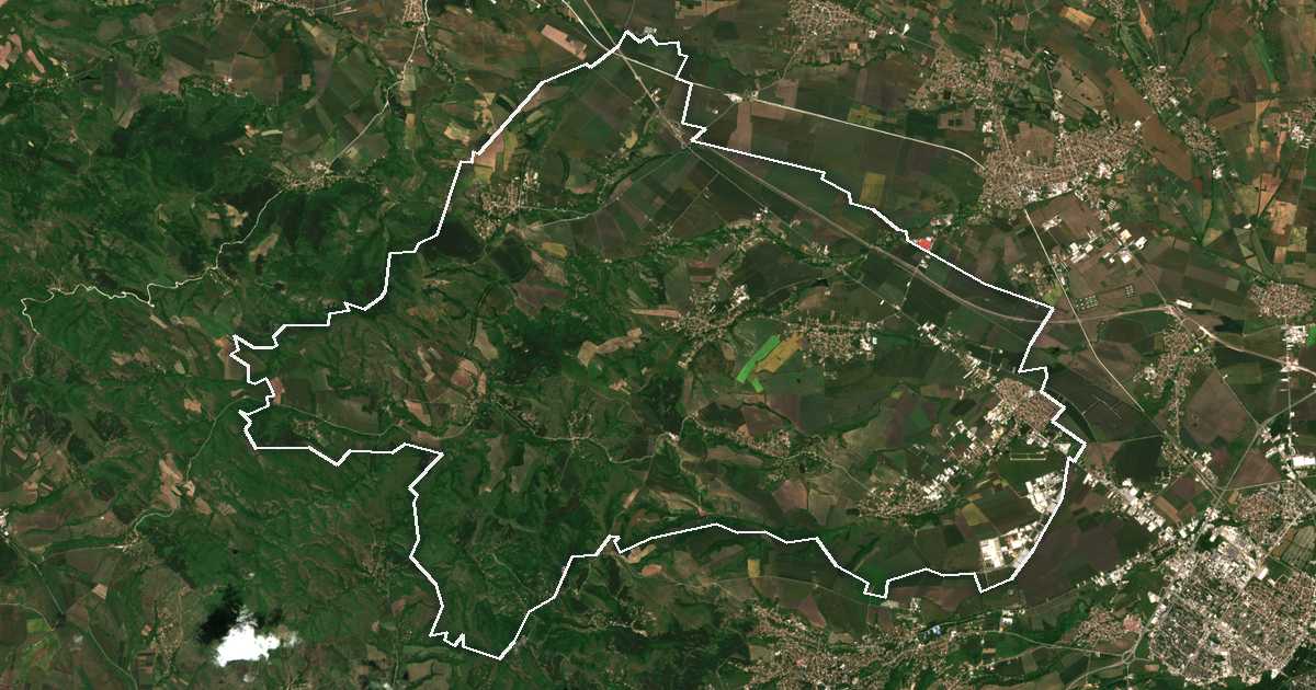 Satelitska snimka s ucrtanom granicom: Božurište