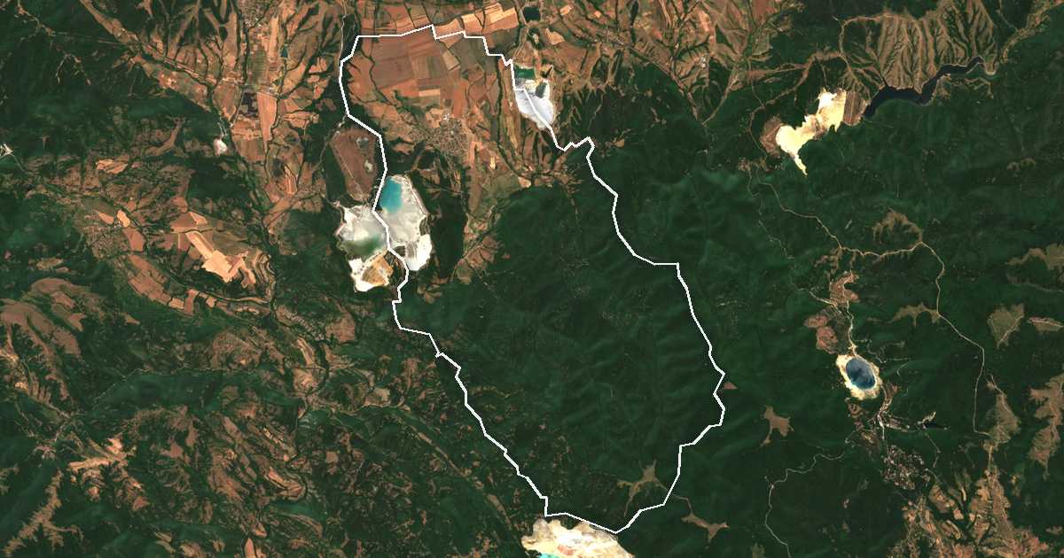 Satelitska snimka s ucrtanom granicom: Čavdar