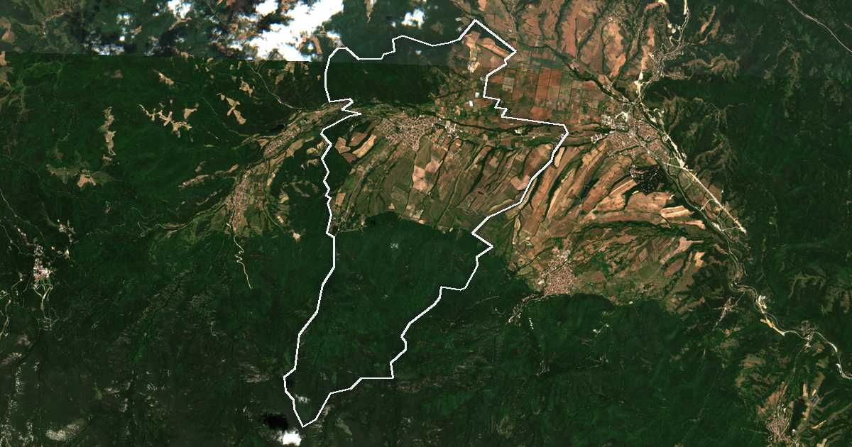 Satelitska snimka s ucrtanom granicom: Dolna Banja