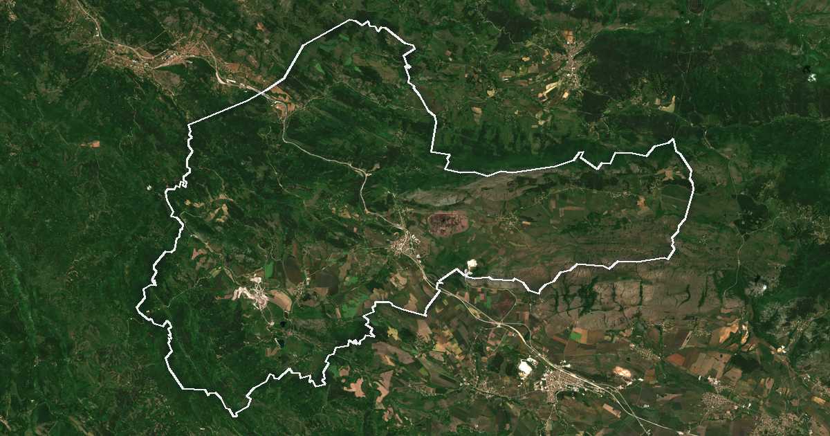 Satelitska snimka s ucrtanom granicom: Dragoman