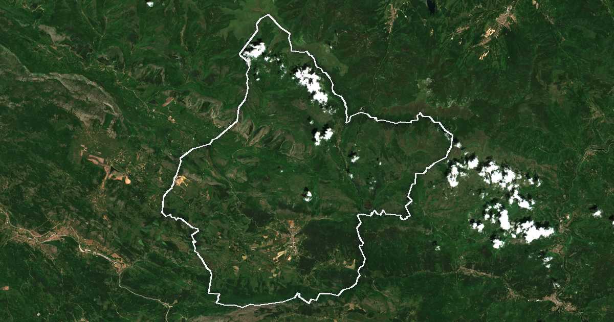 Satelitska snimka s ucrtanom granicom: Godeč