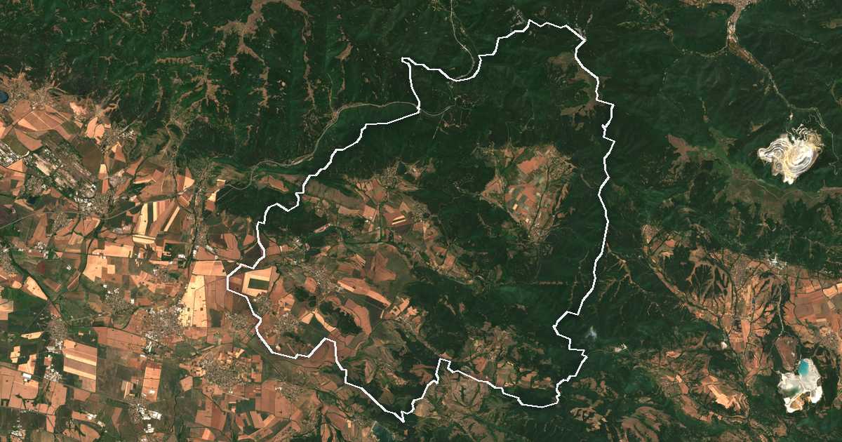 Satelitska snimka s ucrtanom granicom: Gorna Malina