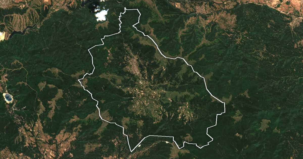 Satelitska snimka s ucrtanom granicom: Koprivštica