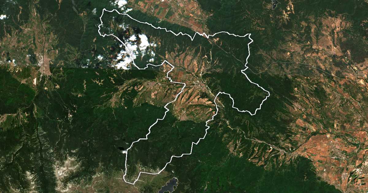 Satelitska snimka s ucrtanom granicom: Kostenec