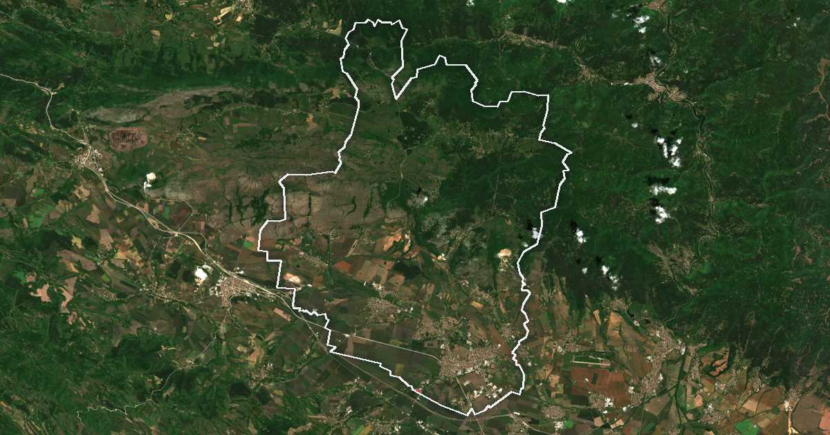Satelitska snimka s ucrtanom granicom: Kostinbrod