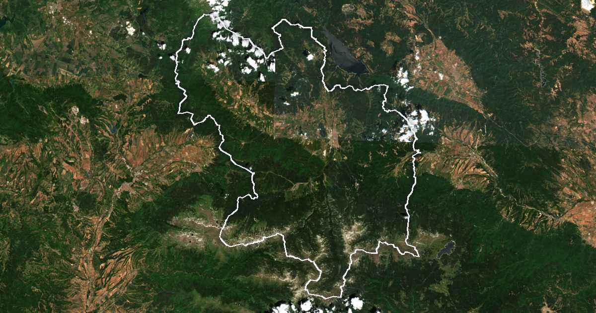 Satelitska snimka s ucrtanom granicom: Samokov