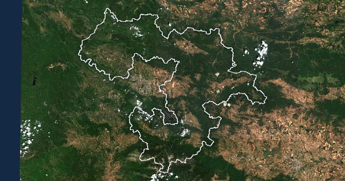Satelitska snimka s ucrtanom granicom: Sofijska oblast