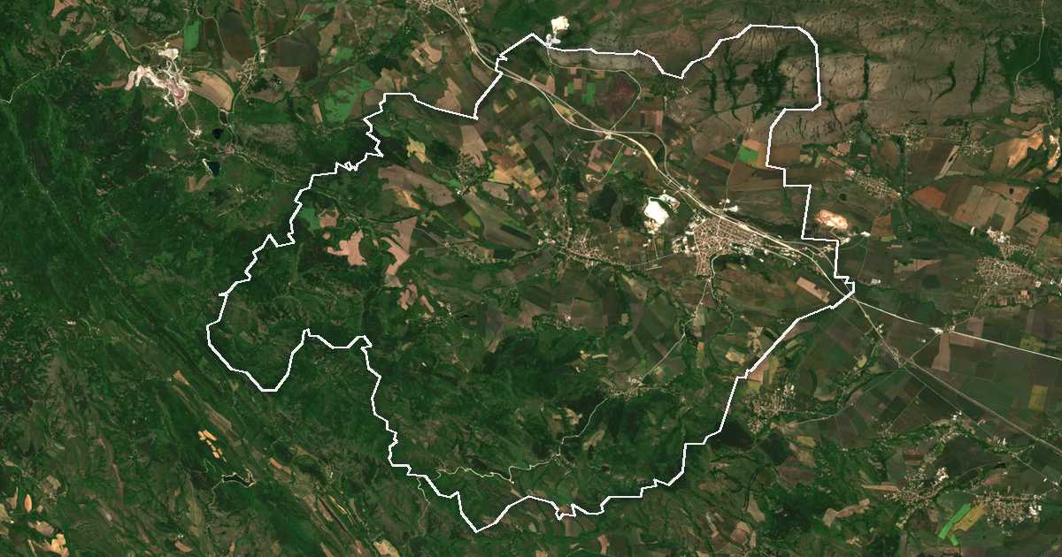 Satelitska snimka s ucrtanom granicom: Slivnica