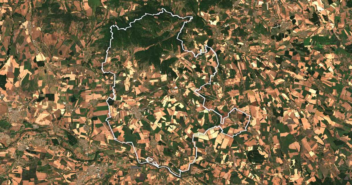 Satelitska snimka s ucrtanom granicom: Čirpan