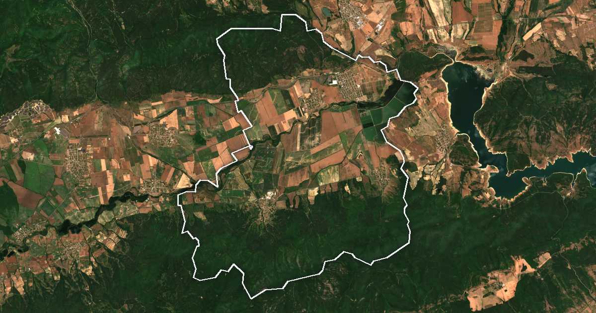 Satelitska snimka s ucrtanom granicom: Nikolaevo