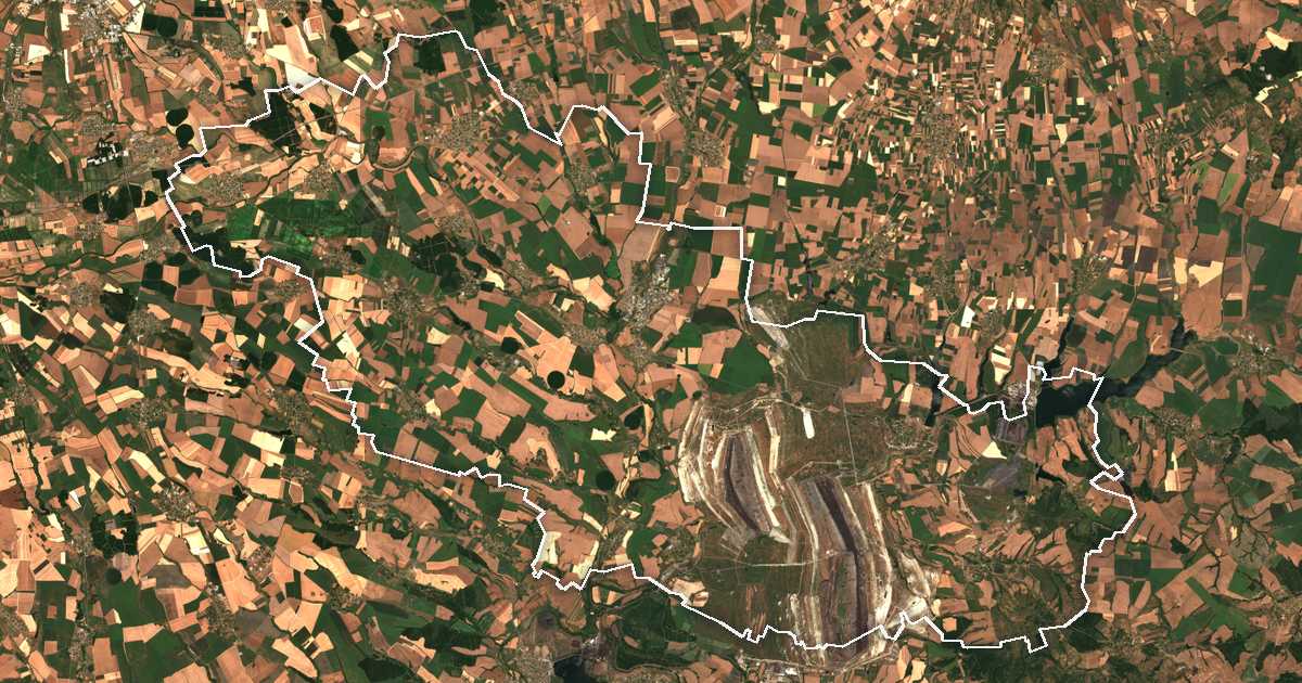 Satelitska snimka s ucrtanom granicom: Radnevo