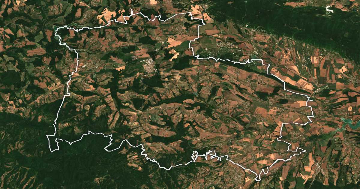 Satelitska snimka s ucrtanom granicom: Omurtag