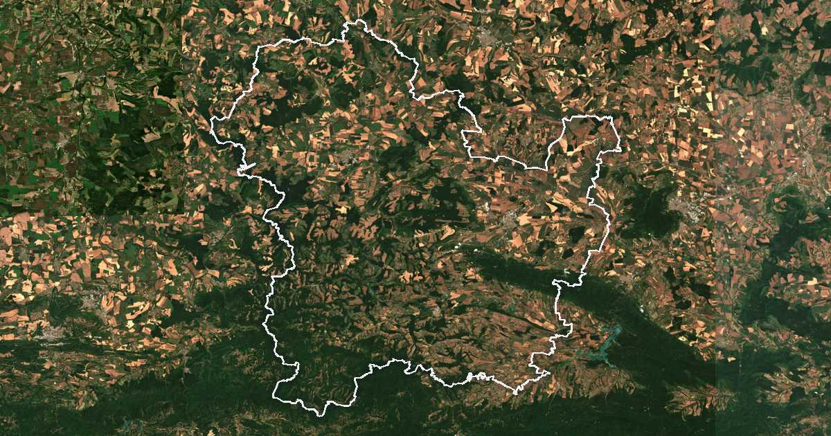 Satelitska snimka s ucrtanom granicom: Oblast Trgovište