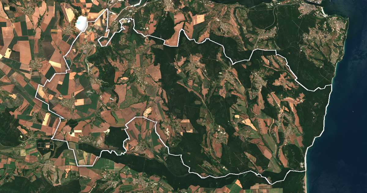 Satelitska snimka s ucrtanom granicom: Avren