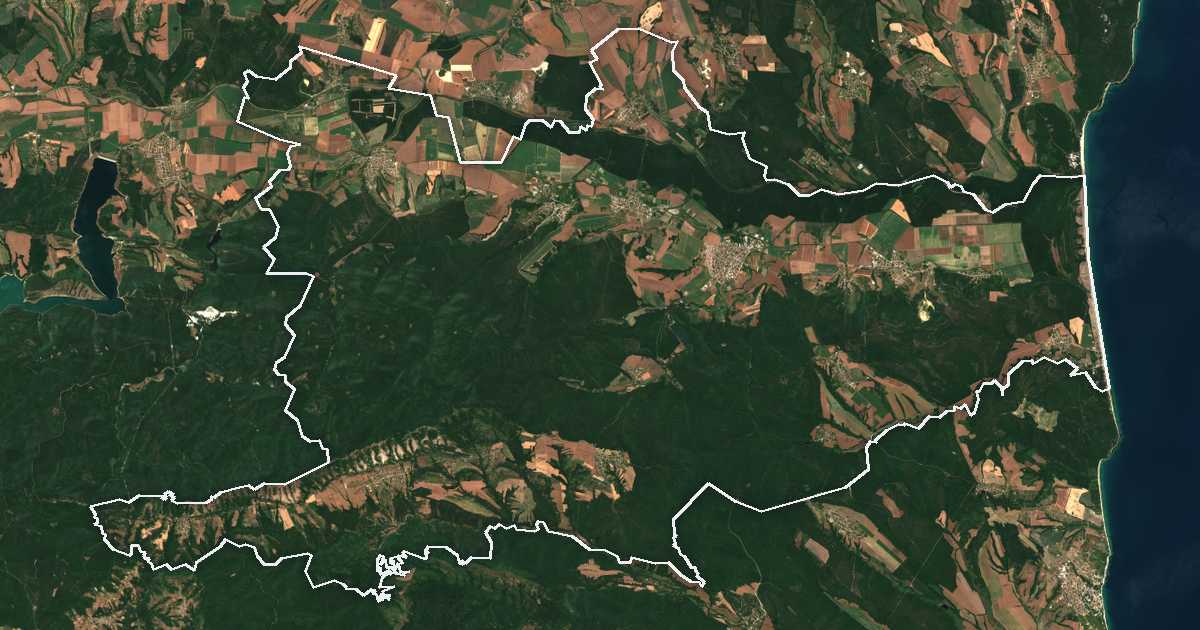 Satelitska snimka s ucrtanom granicom: Dolni Čiflik