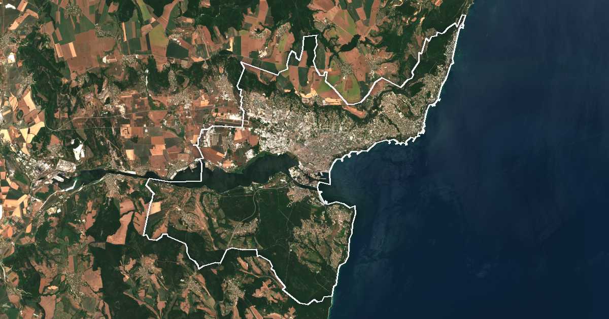 Satelitska snimka s ucrtanom granicom: Varna