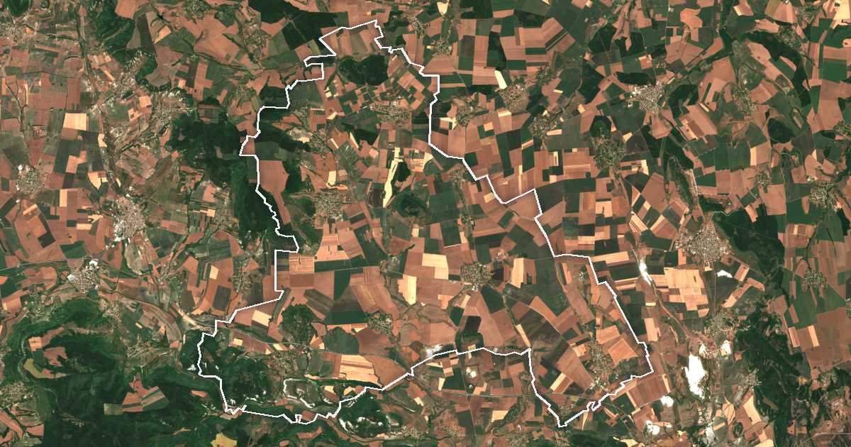 Satelitska snimka s ucrtanom granicom: Vetrino