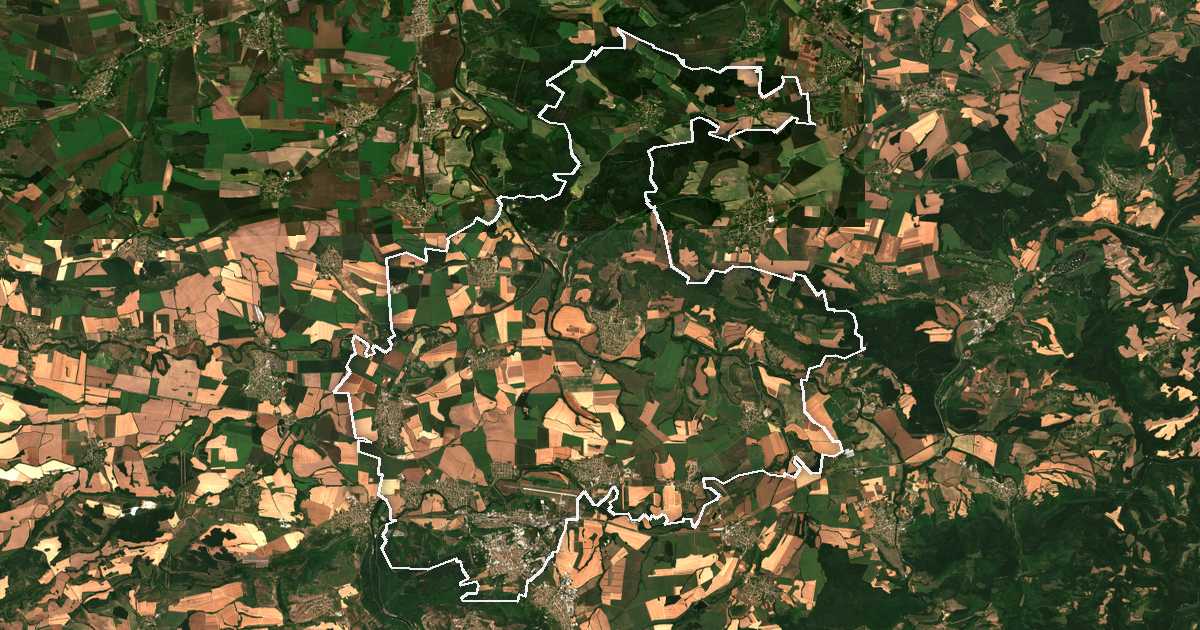 Satelitska snimka s ucrtanom granicom: Gorna Orjahovica