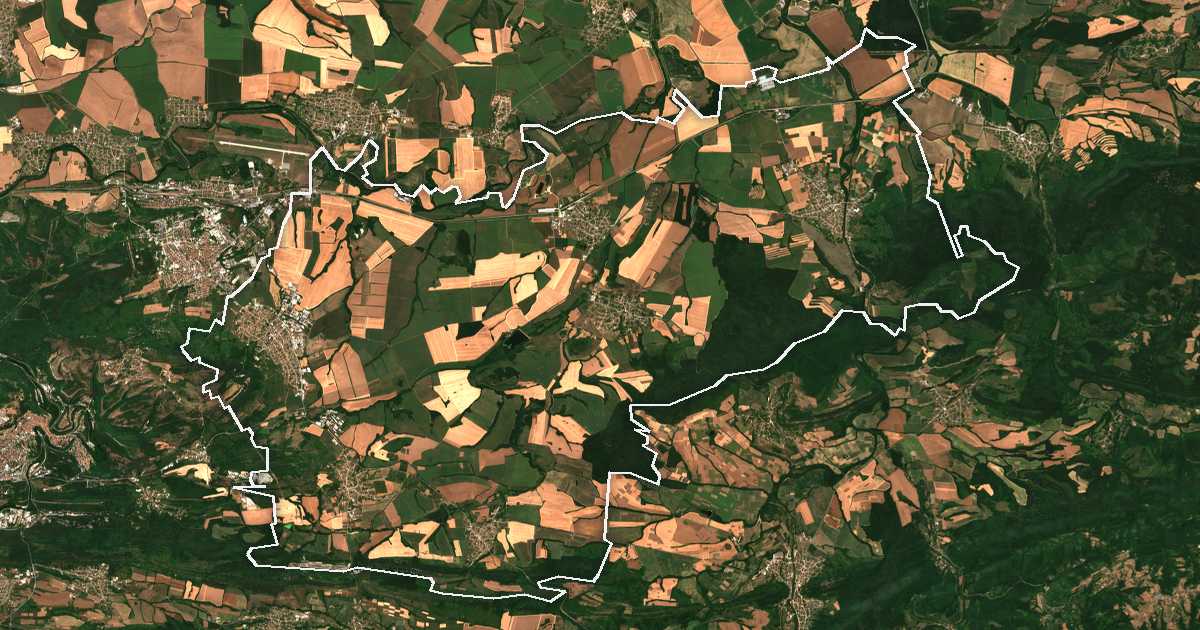 Satelitska snimka s ucrtanom granicom: Ljaskovec