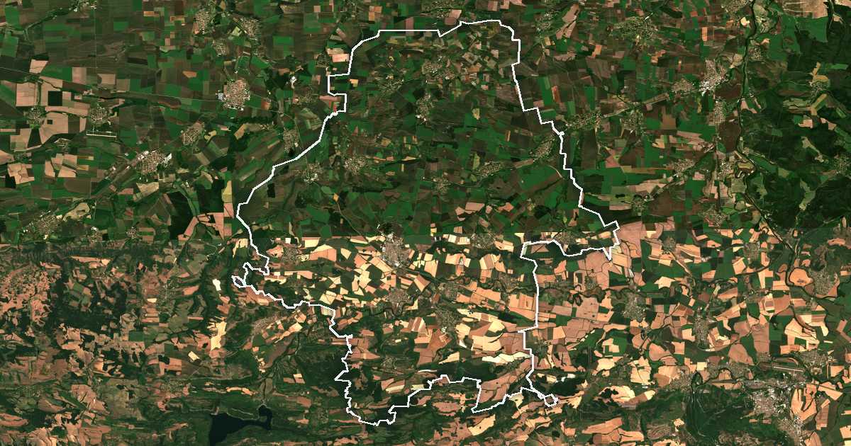 Satelitska snimka s ucrtanom granicom: Pavlikeni