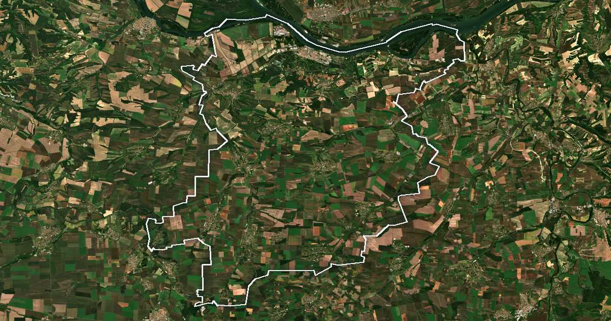 Satelitska snimka s ucrtanom granicom: Svištov