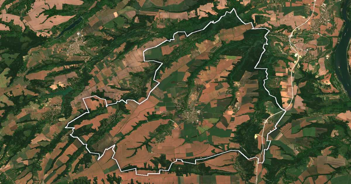 Satelitska snimka s ucrtanom granicom: Gramada