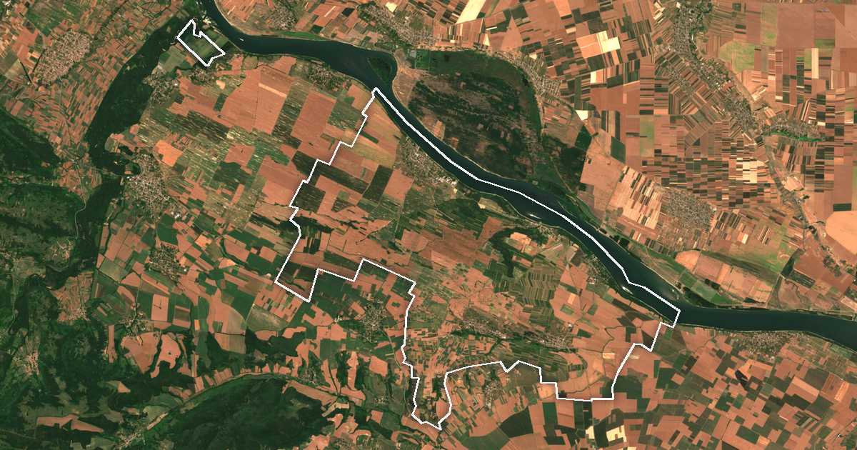 Satelitska snimka s ucrtanom granicom: Novo Selo