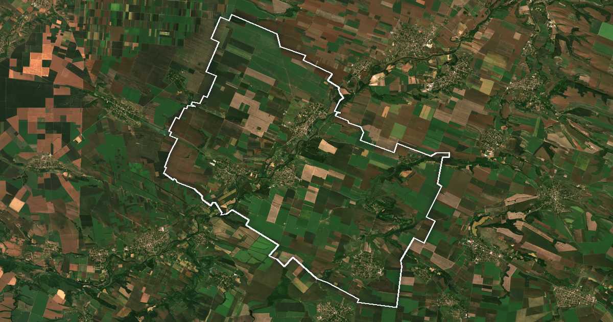Satelitska snimka s ucrtanom granicom: Hajredin