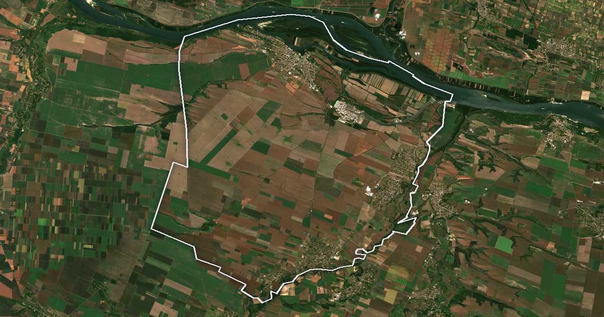 Satelitska snimka s ucrtanom granicom: Kozloduj