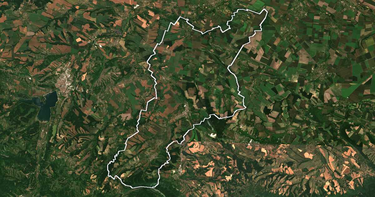 Satelitska snimka s ucrtanom granicom: Krivodol