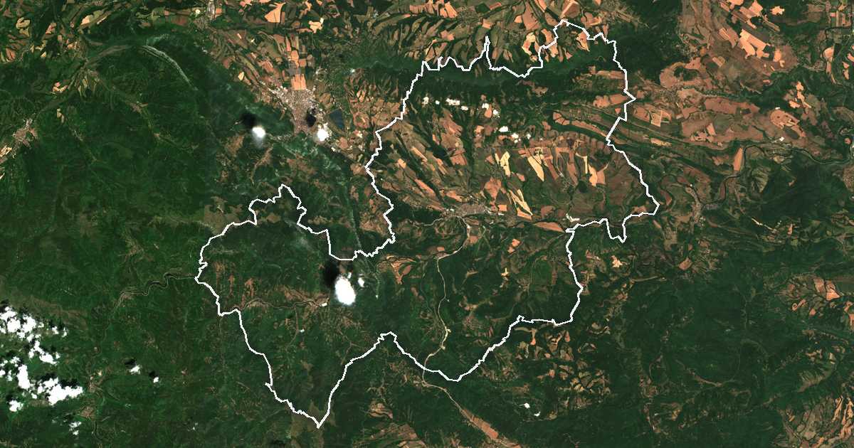 Satelitska snimka s ucrtanom granicom: Mezdra