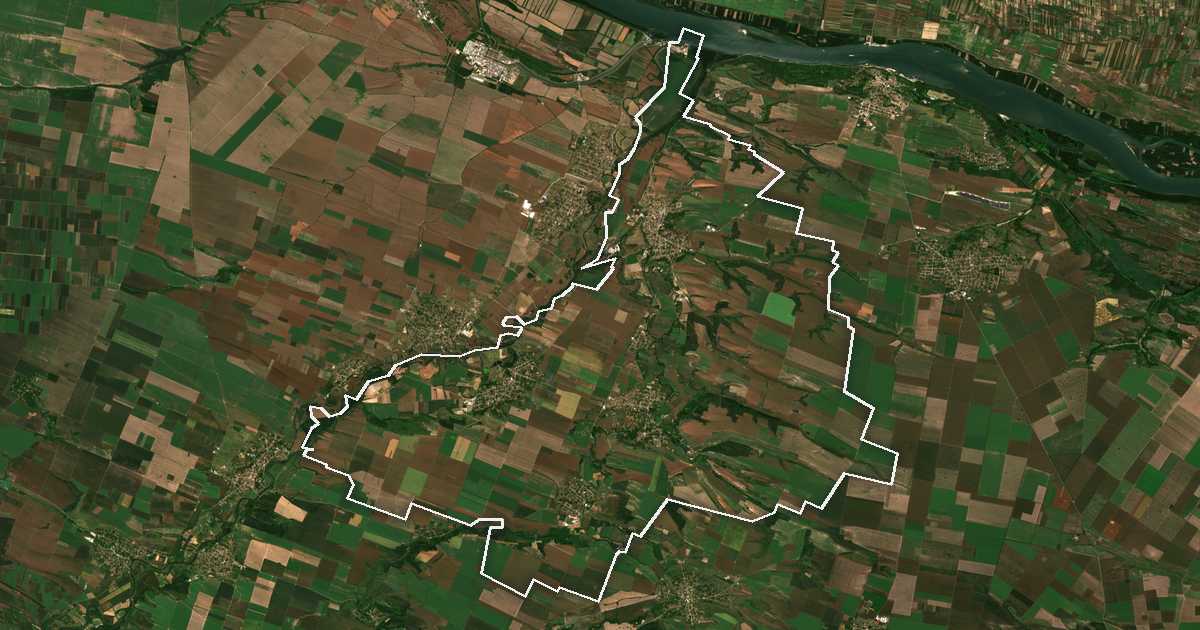 Satelitska snimka s ucrtanom granicom: Mizija