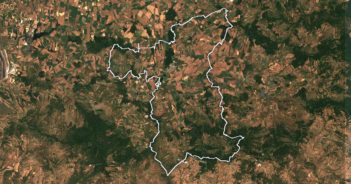 Satelitska snimka s ucrtanom granicom: Elhovo
